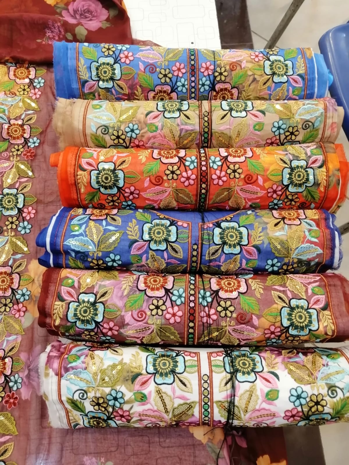 Fancy Laser Printed Voile Fabric Ready-Made Suit