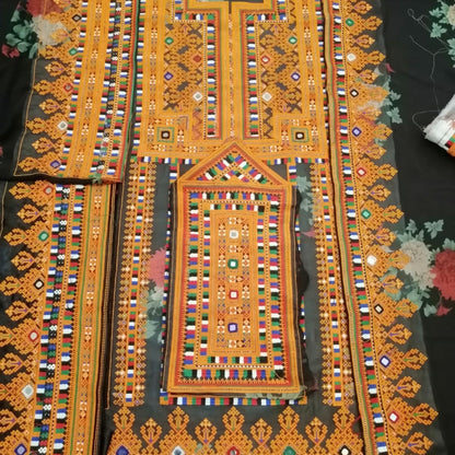 Premium Embroidered Lawn / Voile Fabric – Traditional Ethnic Design