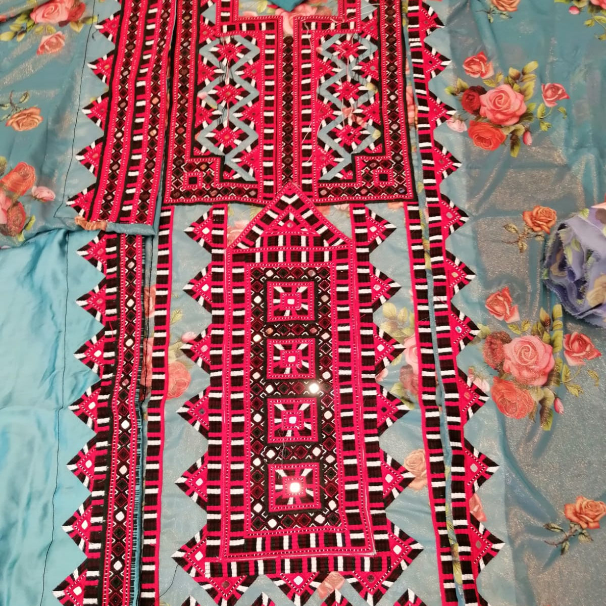 Traditional Balochi Embroidered Ready-Made Dress – Voile Fabric