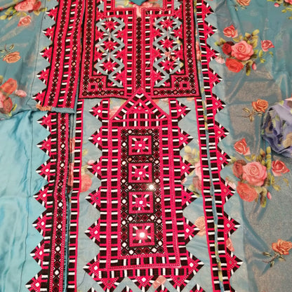 Traditional Balochi Embroidered Ready-Made Dress – Voile Fabric