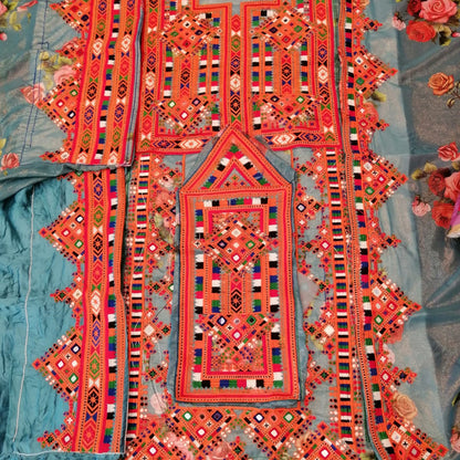 Traditional Balochi Embroidered Ready-Made Dress – Voile Fabric