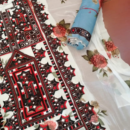 Premium Voile Laser Cut Fabric – Elegant Floral & Geometric Design