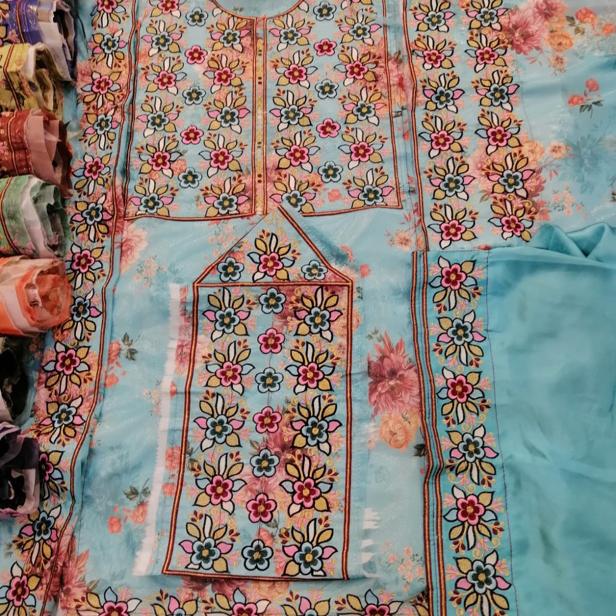 Voile Fabric Laser Printed Ready-Made Suit