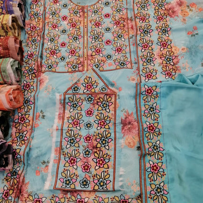 Voile Fabric Laser Printed Ready-Made Suit