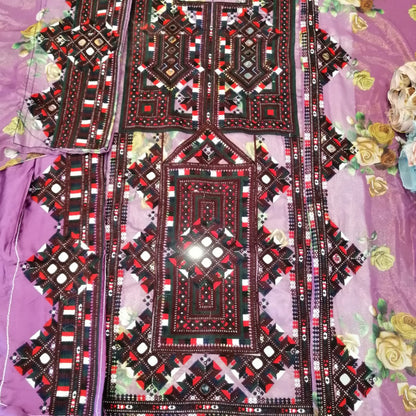 Balochi Style Embroidered Voile / Laser Fabric Dress – Premium