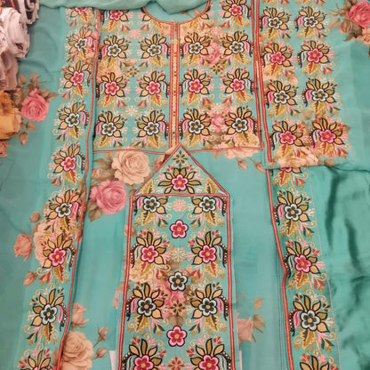 Premium Voile Fabric Laser Printed Ready-Made Suit