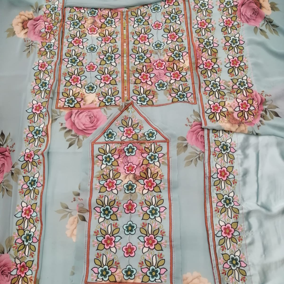 Lightweight Voile Fabric Floral Ready-Made Suit