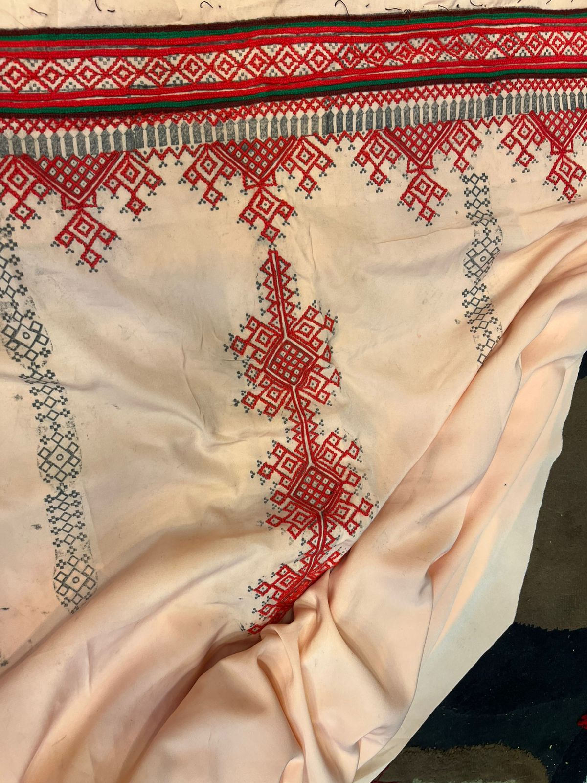 Machine-embroidered Balochi Danko Doch in Soft Makhan Fabric