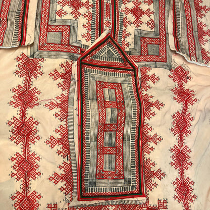 Machine-embroidered Balochi Danko Doch in Soft Makhan Fabric