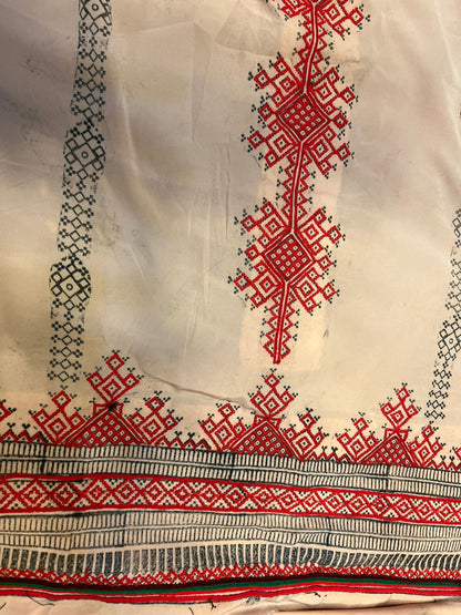 Machine-embroidered Balochi Danko Doch in Soft Makhan Fabric