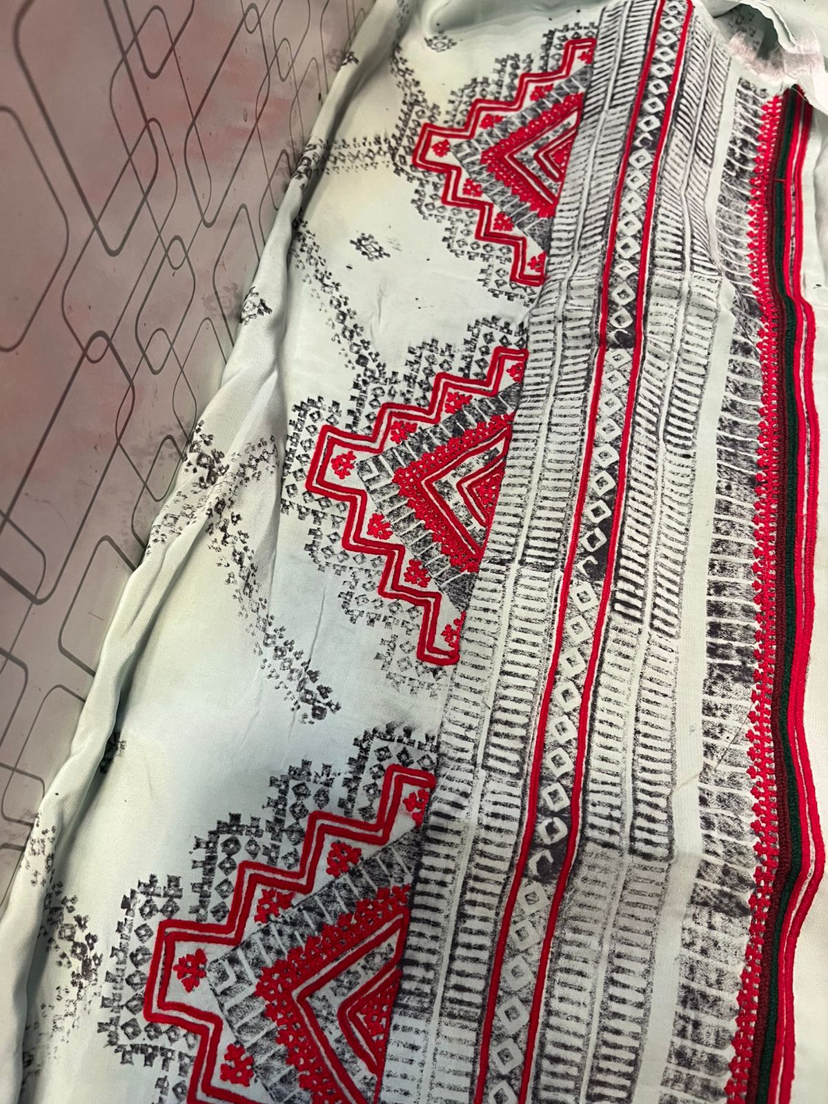 Balochi Makhan Fabric Machine Embroidery