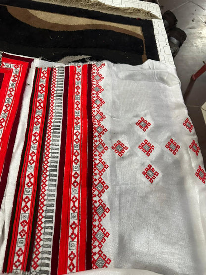 Balochi Shisha Fabric Machine Embroidered Suit