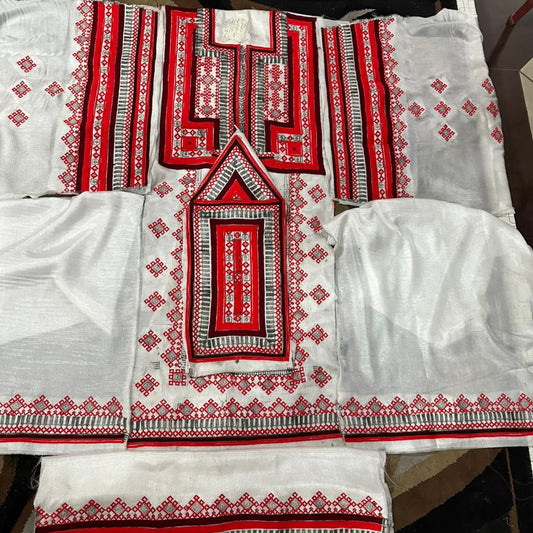 Balochi Shisha Fabric Machine Embroidered Suit