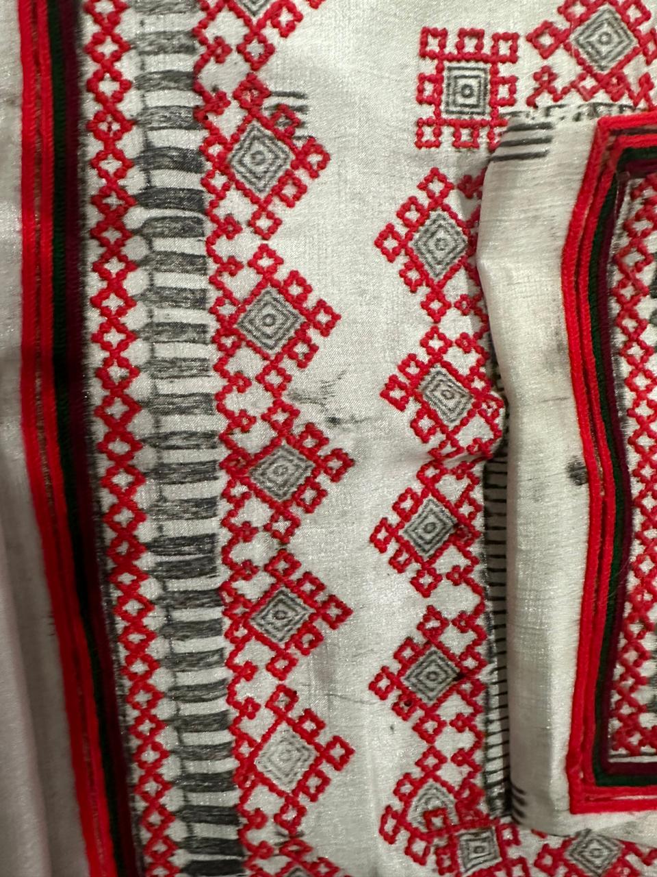 Balochi Shisha Fabric Machine Embroidered Suit