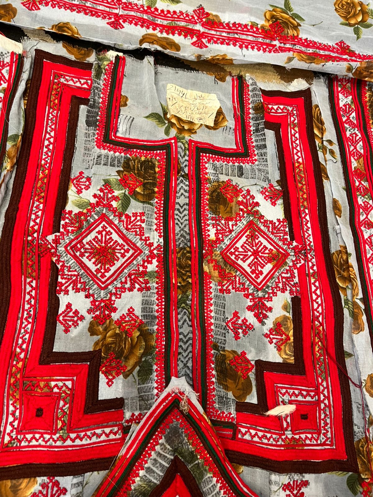 Premium Balochi Danko Design Voile Fabric – Red & White Heavy Embroidery