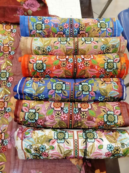 Fancy Laser Printed Voile Fabric Ready-Made Suit